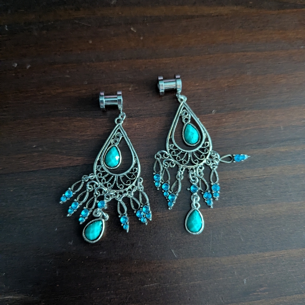 4 Gauge Surgical Steel Dangle Earrings